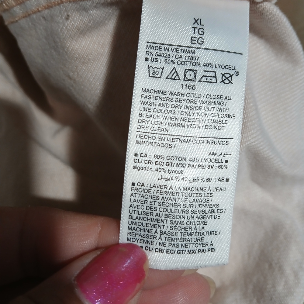 Old Navy Blush Pink Denim Trucker Jacket Butoon With Pockets Women's XL - Picture 8 of 8